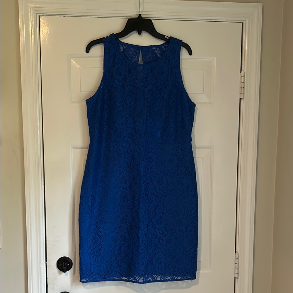 J Crew Blue Lace Dress 14 nwt